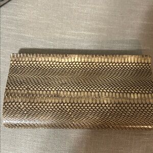 R&Y Augousti Gold and Brown Clutch